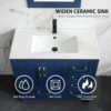 36" Bathroom Vanities Cabinet with Sink Combo Set Undermount Ceramic Sink w/Thickened Wood Matte Black Faucet Navy Blue 5