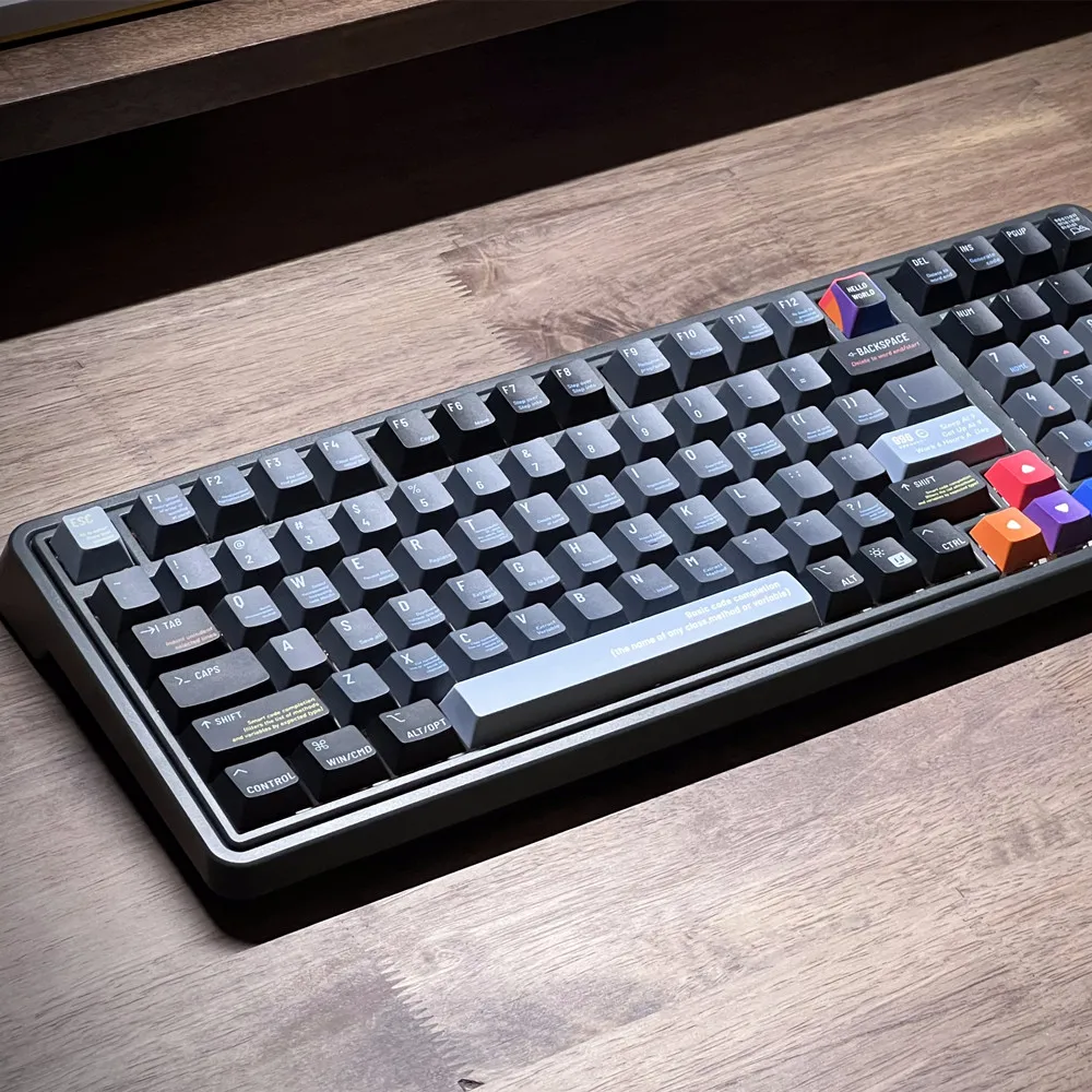 블랙 프로그래머 PBT 키캡 커스텀 디자인 체리 프로파일 염료 승화 ISO 입력, GH60 GK61 64 68 75 84 96 104 108 키보드