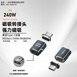 USB - C Magnetic Fast Charging Adapter, 240W 80Gbps with 8K Display Capability (Bluish grey)