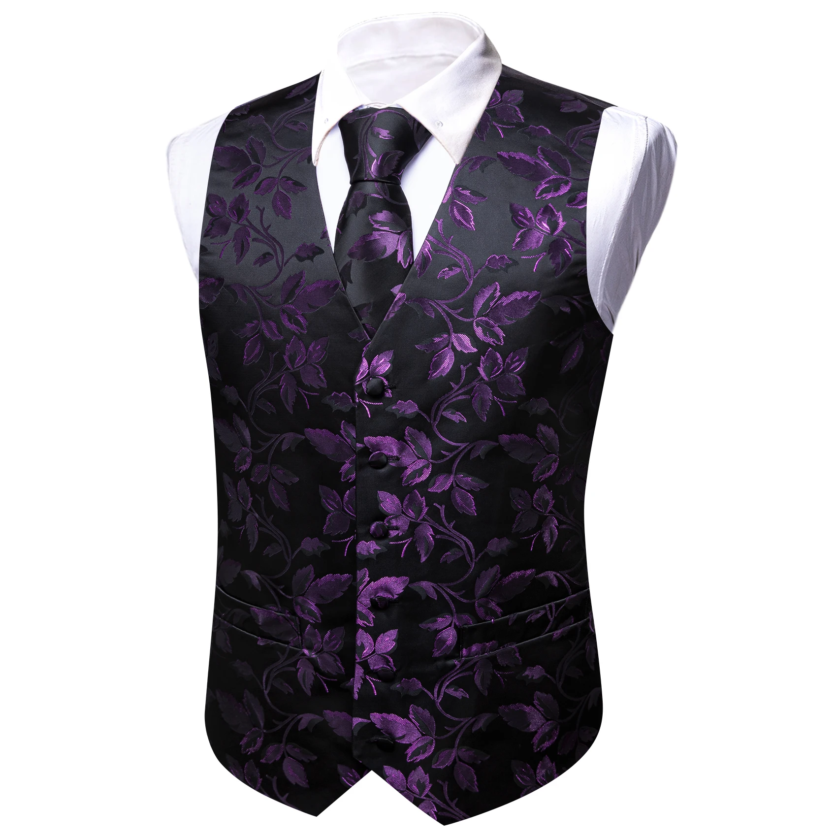 Silk Men Vest Tie Hanky Cufflinks Set dress vests