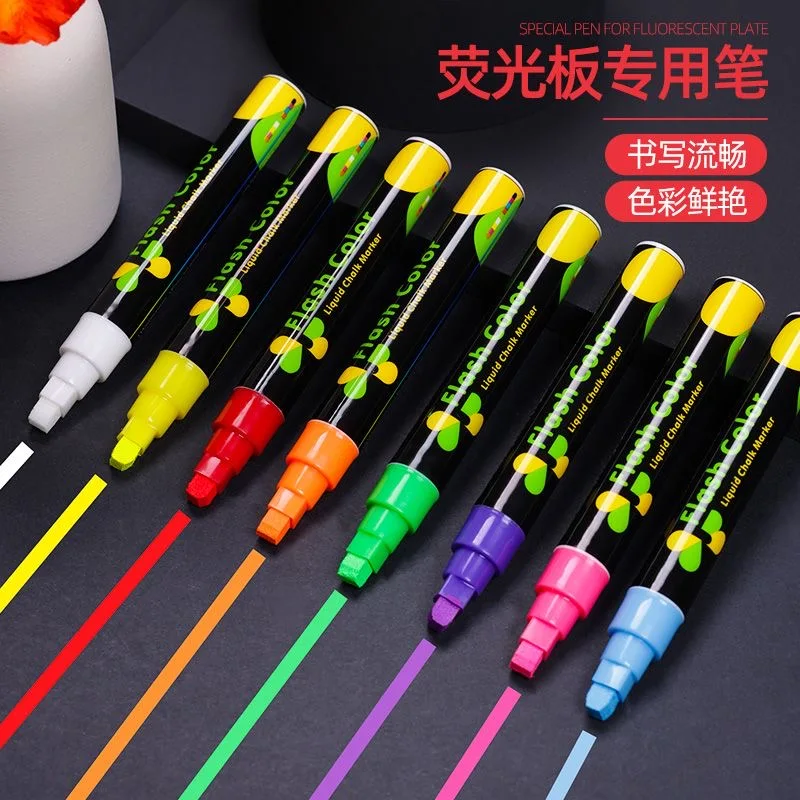 White Marker Pens Marker Pens Color Marker Pens Pen Marker Dry Erase Markers Whiteboard Pens 4pcs 6MM Fluorescent Pen LED Board Advertising Pen Light Board Glass Erasable Whiteboard Green Blackboard Liquid Chalk