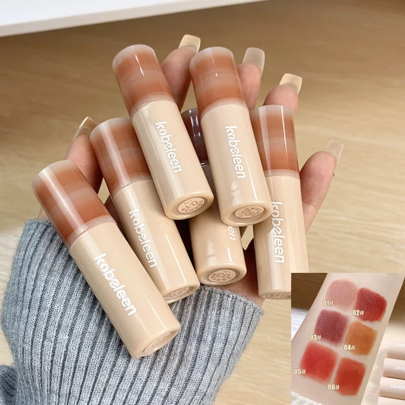 Nude Glaze Soft Matte Silky Liquid Lipstick Mousse Velvet Autumn/Winter Girl Mud Dark Red Brown Lip Tint Makeup Cosmetic_voghion.com