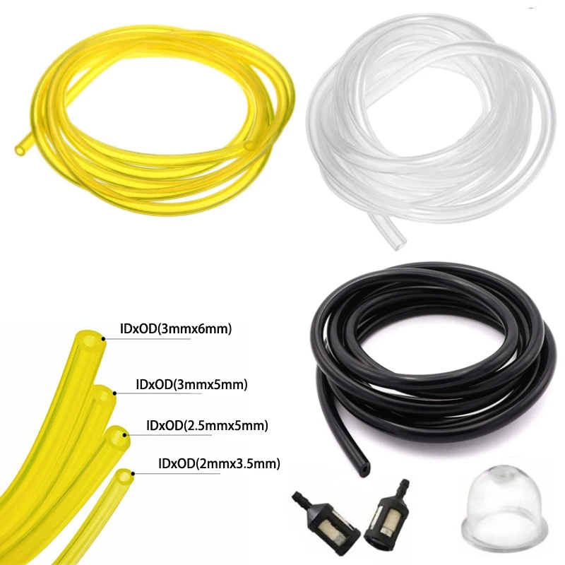 

1/3M 3Size 2x3.5/2.5x5/3x5/3x6mm Petrol Fuel Gas Line Pipe Hose Petrol Line Oil Gas Resistant for Trimmer Chainsaw Saw Blog Slow