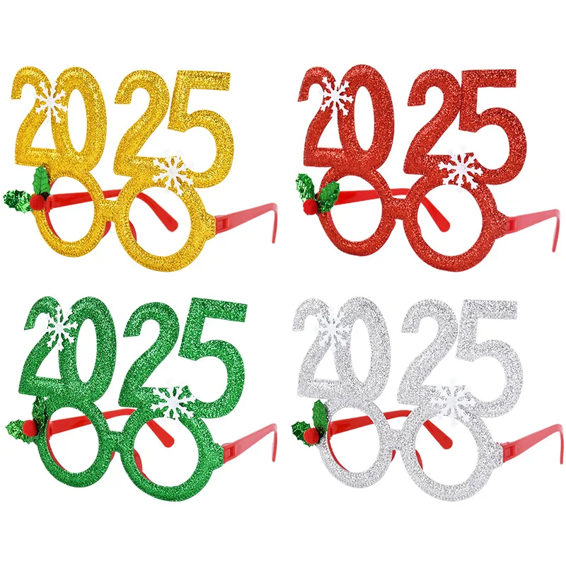 1/4pcs Christmas Glasses 2025 New Year Party Photo Props Xmas Decorations Kids Adult Eyeglasses Photobooth Gifts Home Supplies