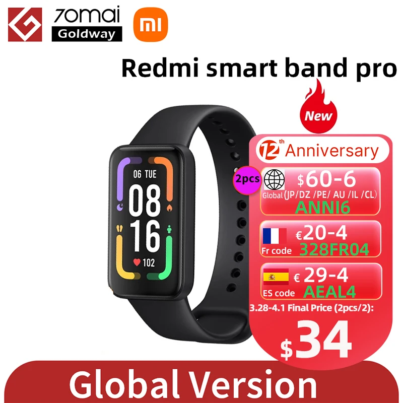 Global Version Xiaomi Redmi Smart Band Pro Mi Bracelet 6 Color AMOLED Screen Blood Oxygen Fitness Sleep Tracking 5ATM Waterproof 1
