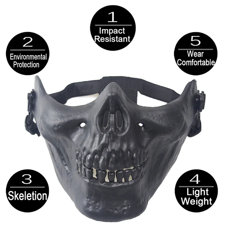 Scheletro Di Teschio A Pieno Facciale Morbido Di Paintball Di Halloween Per Maschera Di Protezione CS Wargame Acquista In Modo Economico - Spedizione Gratuita, Recensioni Reali Con Foto - Foto 3