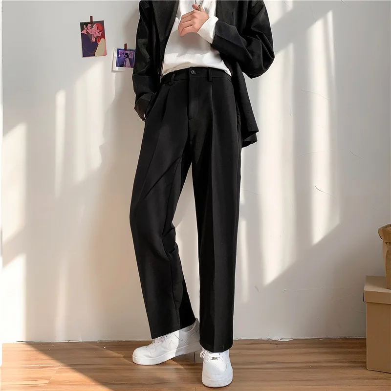 

Spring Suit Pants Men's Draping Korean Style Loose Straight Casual Pants Men's Dress Pants Wide-Legged Dress Trousers