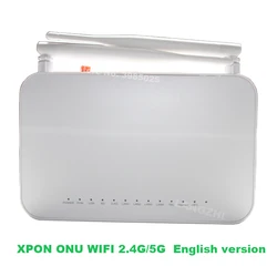 Free Shipping 100% New 1pcs XPON ONU GPON Fiber Optic Router FTTH EPON ONU 1GE 3FE 1VOIP 2.4G 5G WIFI Without Power