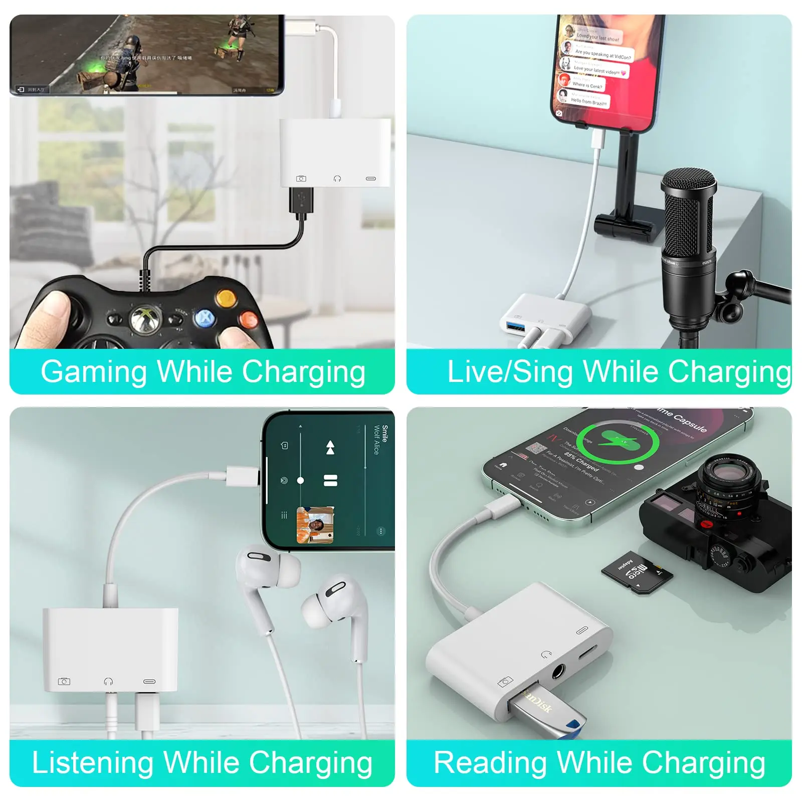 Lightning iPhone to USB3 OTG Camera Adapter Headphone Audio