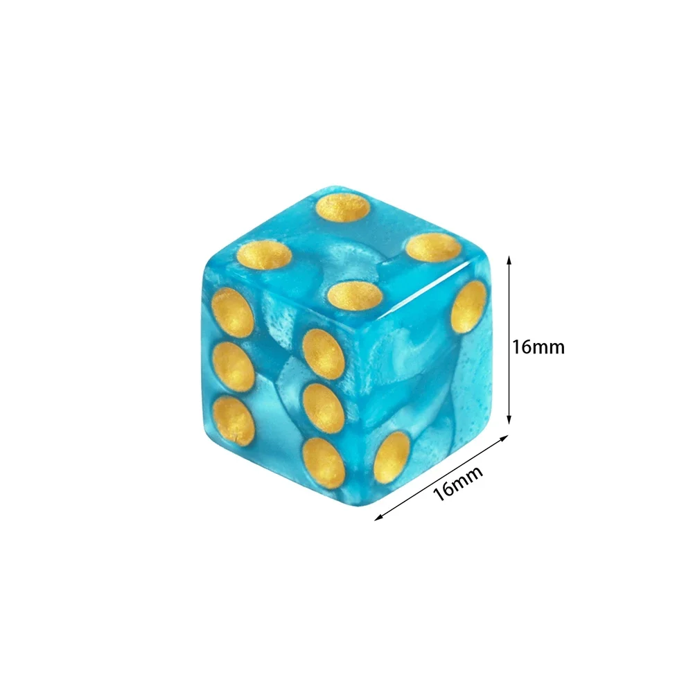 6-Sided Game Dice 16mm Marble Acrylic D6 Dice Set for DND RPG Table Board Game Teaching Math Aventurine Impression