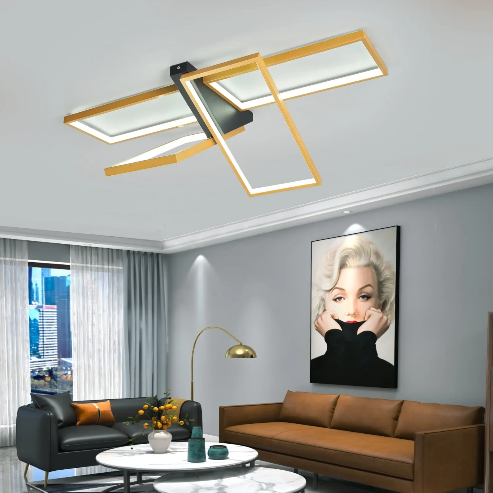 

Modern Bedroom LED Ceiling Light Atmosphere Lustres Living Room Home Appliance Decoration Nordic Gold Light Fixtures For Celling