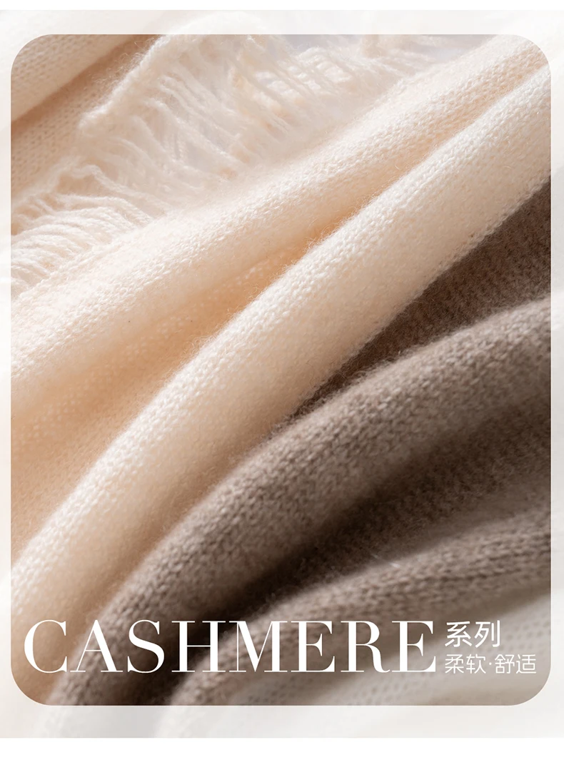 100% Kaschmir Quaste Gestrickte Neue Schal Herbst Winter Warme Künstlerische Vielseitig Lange Sanfte Koreanischen Stil Dünne Schal Schal – Detail 16
