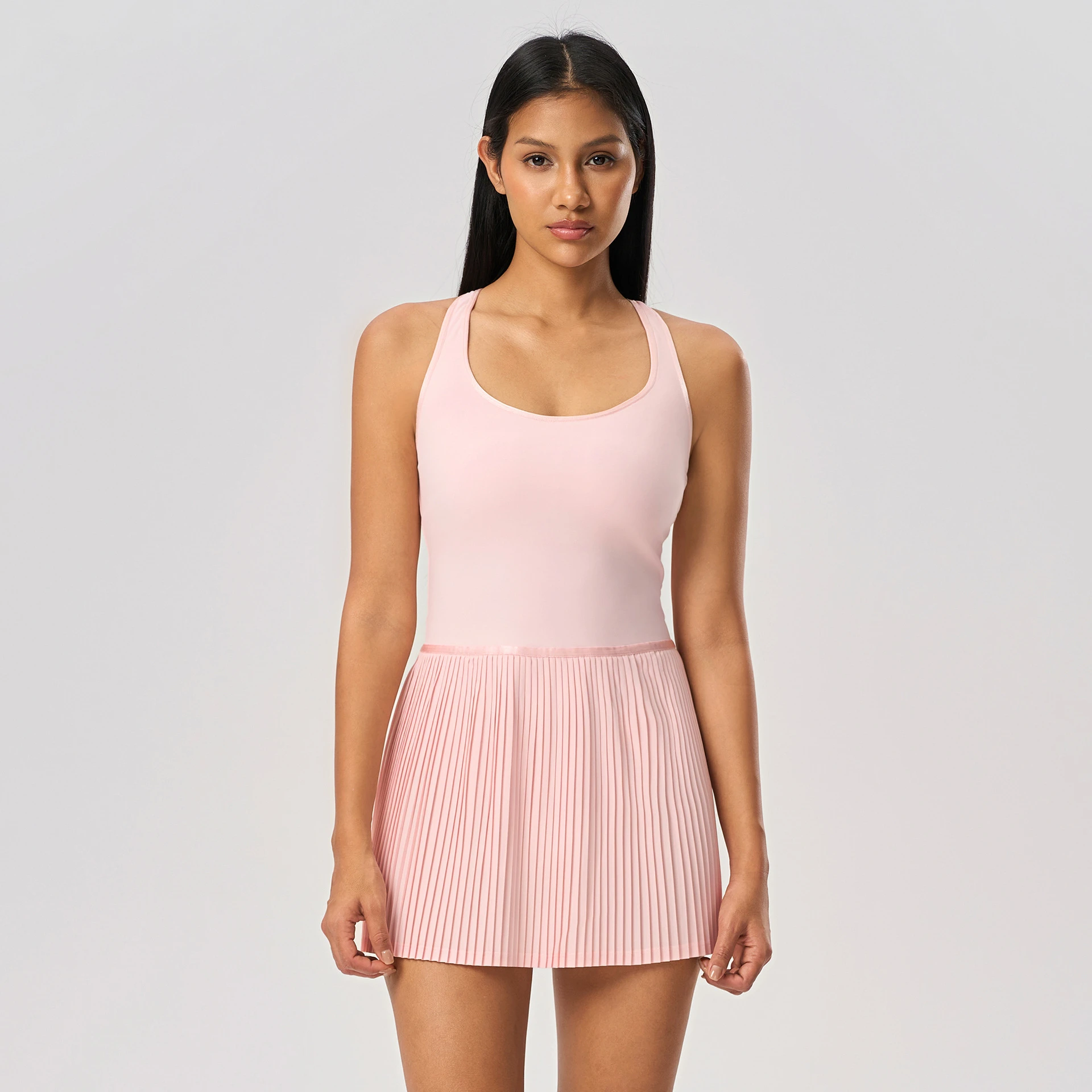 Mermaid Curve Beautiful Back Sports dress Women's Chest Pad Yoga Vest Skirt Cool Sense Breathable Tennis Pleated Skirt