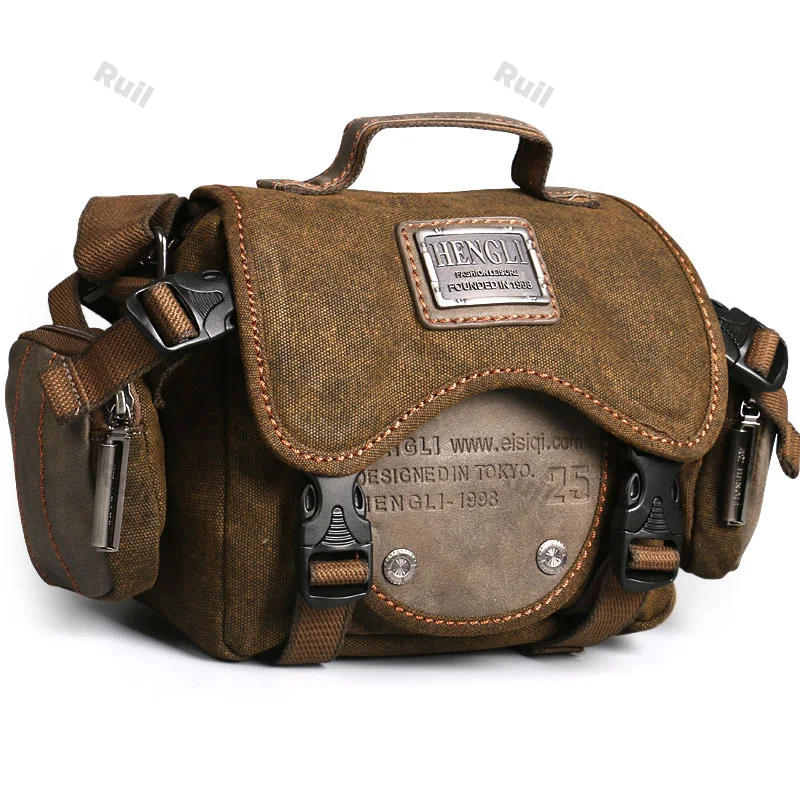 Retro Men Shoulder Camera Bags Leisure Resistant Canvas Cross Messenger