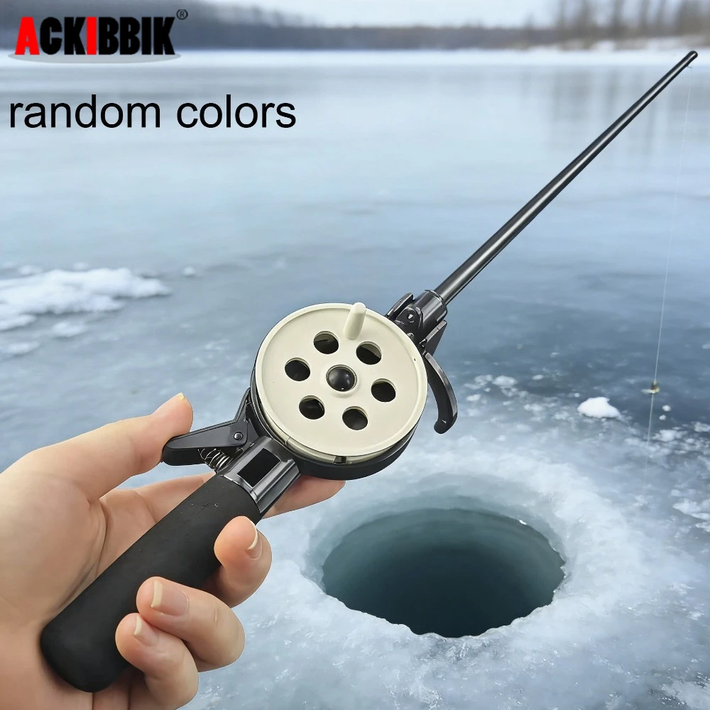 Canne à pêche glace télescopique 33.5cm portable mini pour pêche hivernale sur lac et étang