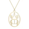 Chandler Stainless Steel Hercules Beetle Laser Cut Pendant Necklace Raw Brass Oval Insect Charms for Men and Women 6