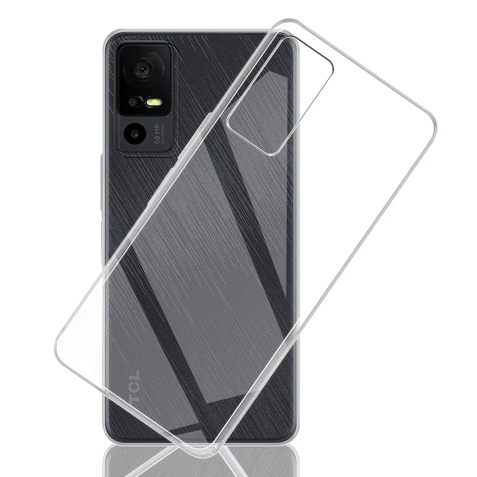 Custodia Trasparente TPU + 2 Vetri Temperati Per TCL 40 SE (6.75''), Cover Protettiva Completa