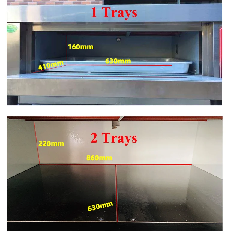 Electric Oven 2 Layers 2 Trays Commercial Combined Furnace 5 Plates Stainless Steel Pizza Bread Cake Fermentation Cabinet 4