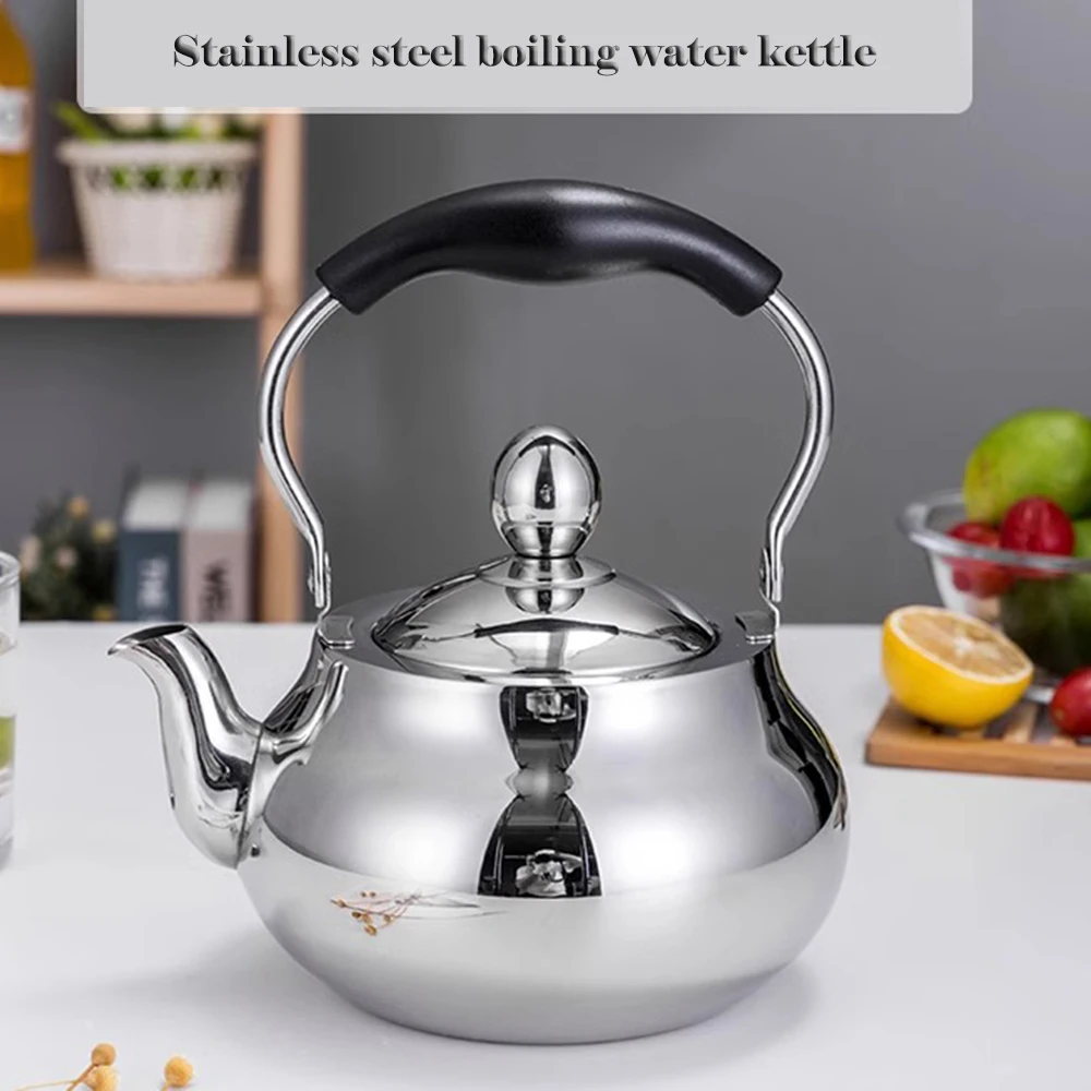 304 stainless steel tea kettle, Home brewing tea pot with filter, Thickened drum shaped boiling water kettle, 1.5L/2.0L/2.5L