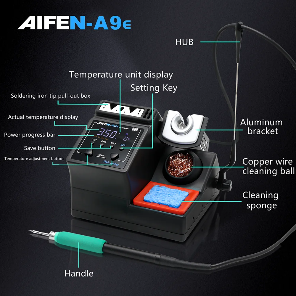 AIFEN A9E Soldering Station Compatible Original Soldering Iron Tip 210/245/115 Handle Control Temperature Welding Rework Station 5