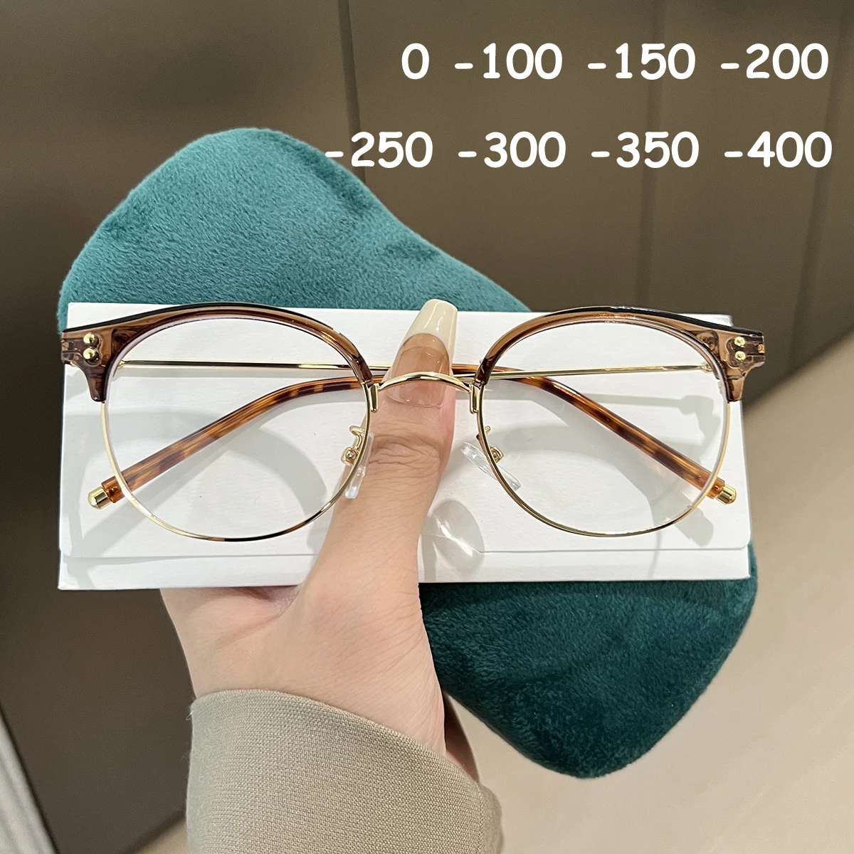 

Round Myopia Glasses Men Women Clear Lens Prescription Eyeglasses Fashion Anti-blue Ray Vintage Retro Diopter Eyewear 0 To -4.0