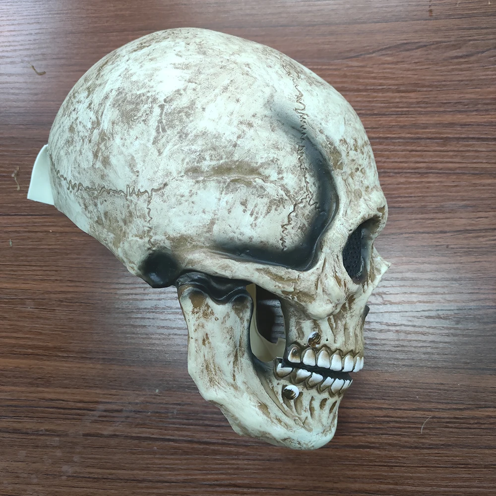 Full Head Skull Mask Carnival Adults Halloween Moveable Mouth Jaw Anime Horror Helmet Skeleton Headgear