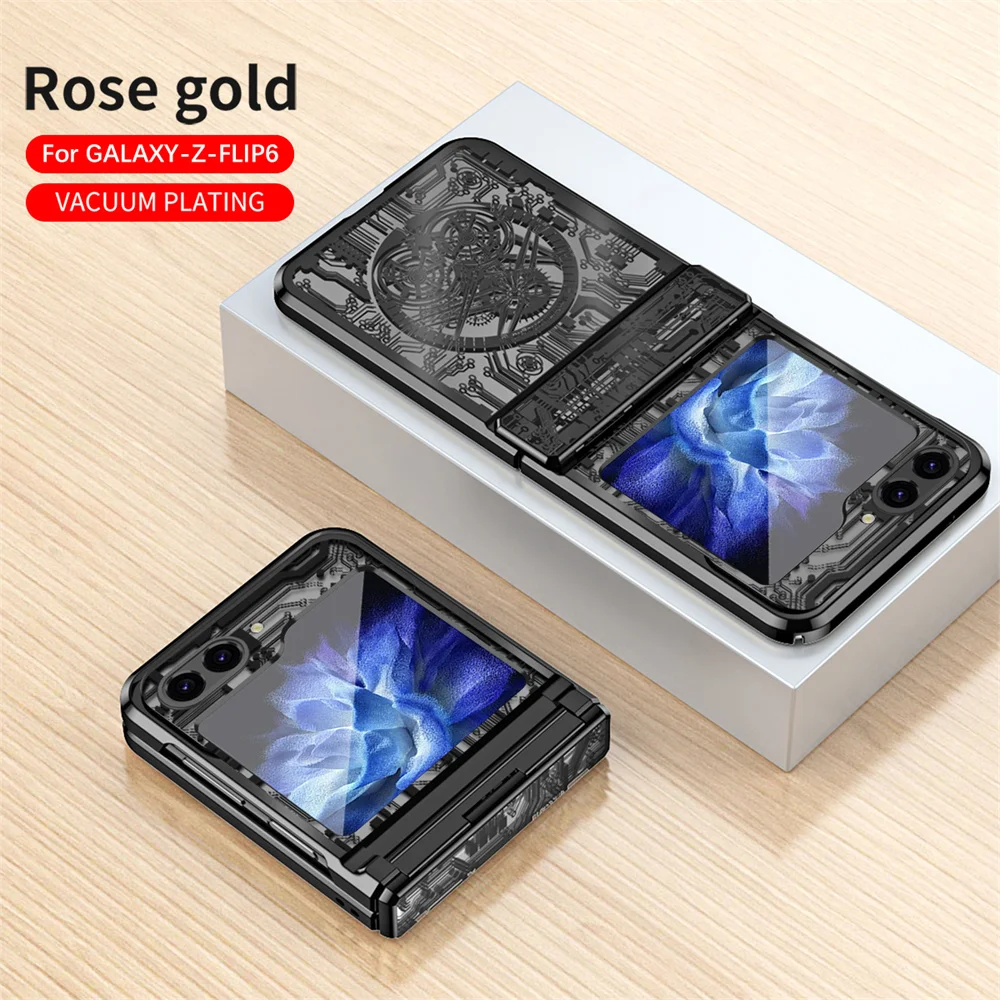 Sleek Circuit Pattern Fold Phone Case with Clear Acrylic Plating