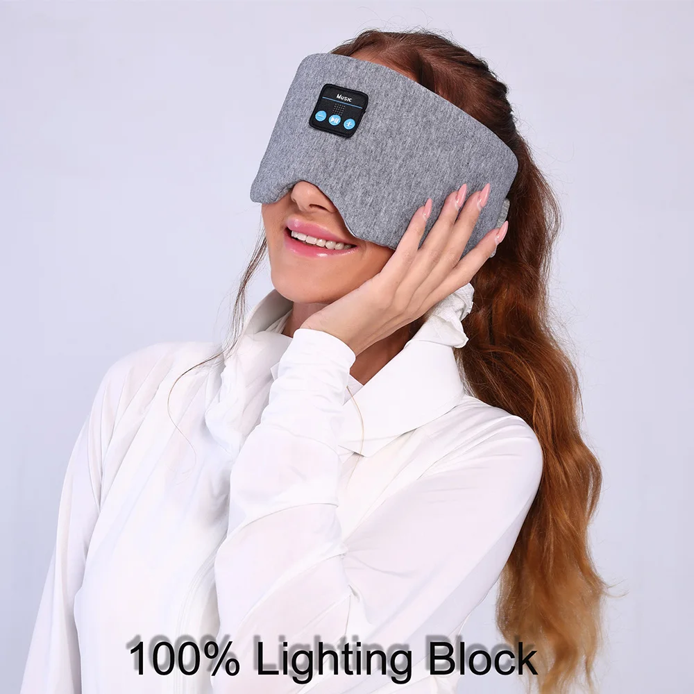 Bluetooth Eye Mask with Headphones Sleeping Soft Cotton Blindfold Wireless Sleep Mask with Speaker Travel Meditation Night Shift