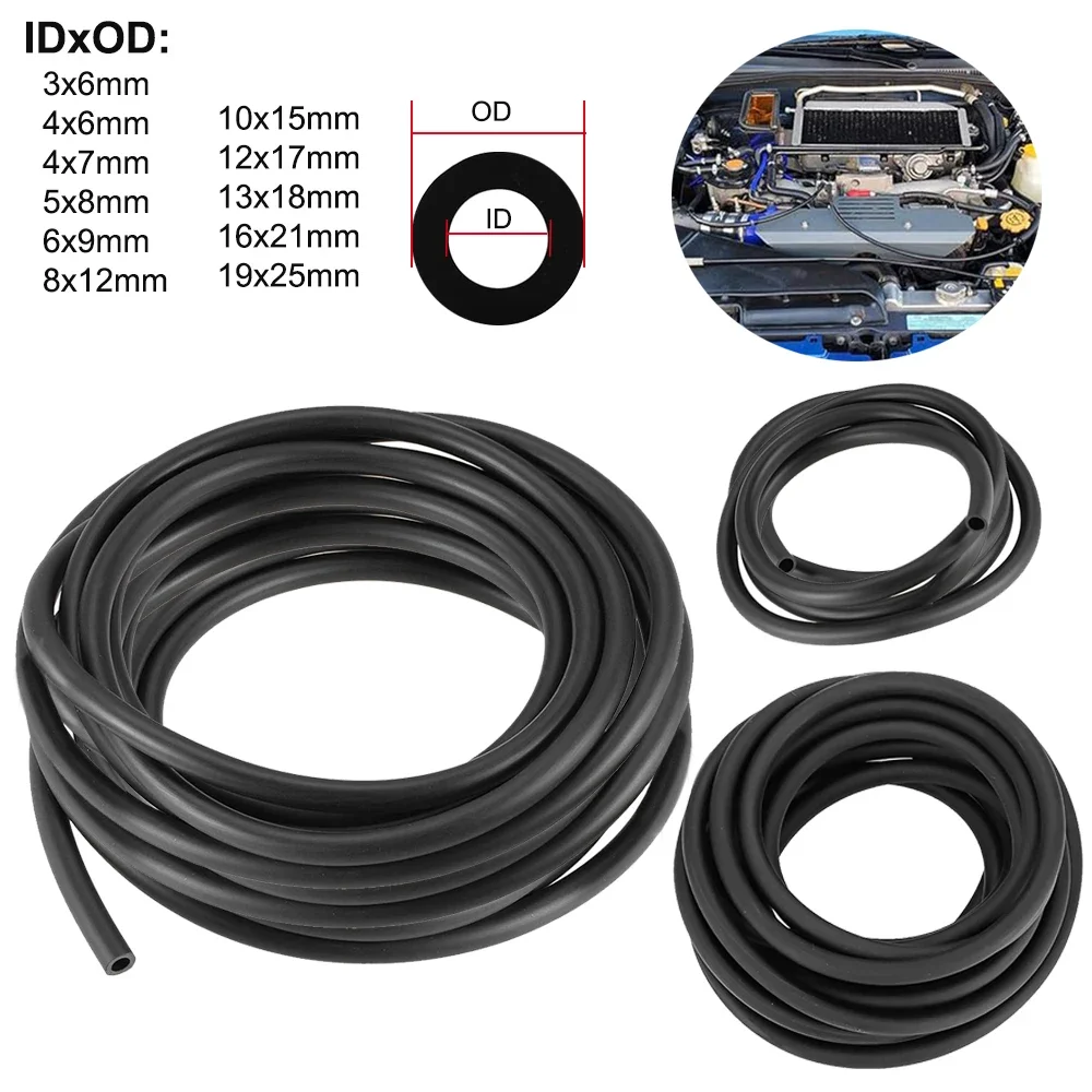 Multi-Size Black Smooth Nitrile Rubber Hose – 1m/3m Lengths, 3mm-19mm Diameter