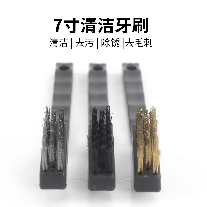 Wire Brush Set 3 pcs Cleaning Polishing Metal Rust Mini Steel Brass Nylon