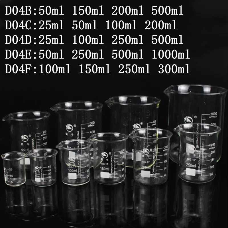 1set Lab Borosilicate Glass Beaker Heat-resist Labware Beaker Laboratory Equipment