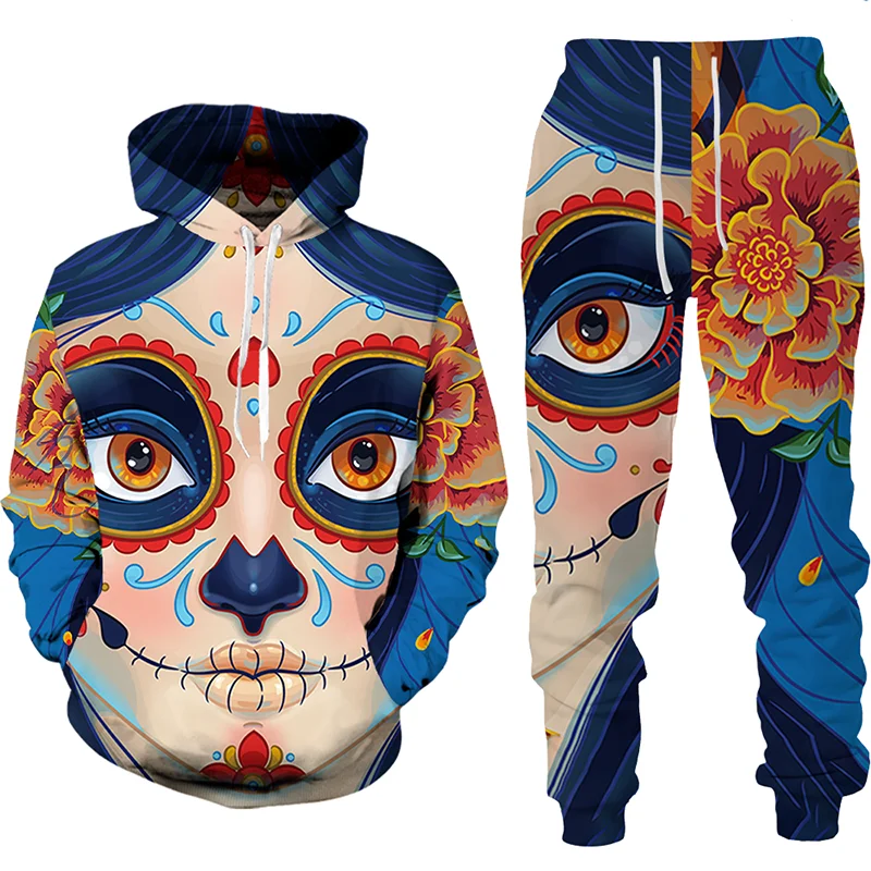 

Skeleton Beauty 3D Print Sweatshirts/Pants/Suit Gothic Style Vintage 2 Piece Women Outfit Casual Fashion Streetwear Men Clothing