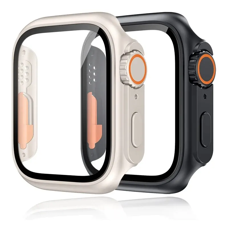 Premium Protective Case with Glass Screen Protector for Apple Watch - 2-Pack Bumper Cover