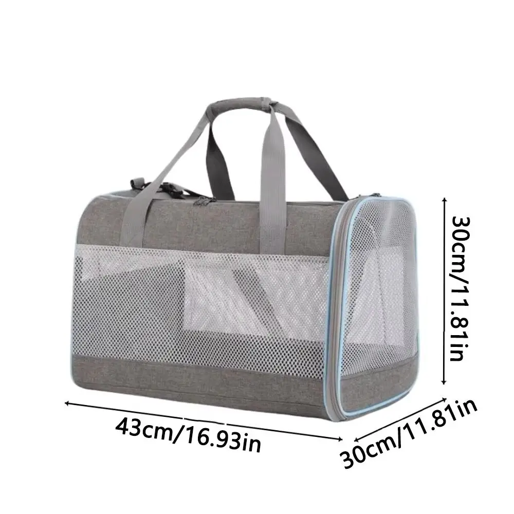 Foldable Mesh Cat Transport Bags Comfortable Handle Up Opening Portable Pet Shoulder Bag Double Zipper Large Capacity