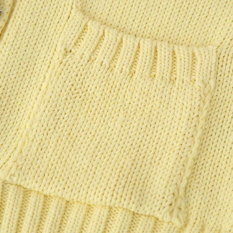 thumbnail image 5 of Suéter de punto tianjinghao con botones y Cuello de solapa vintage amarillo, 5 of 5