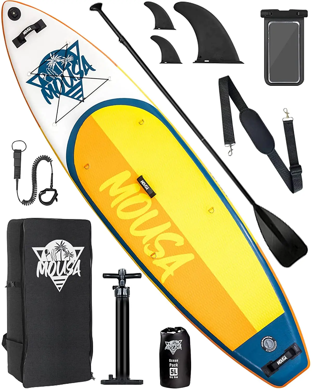 myboat stand up extra wide inflatable paddle board 11 ×33 ×6 removable fins backpack 2 blade floating paddles kayak seat Mousa Orange Waterproof Extra Wide Inflatable Board 10'8×33