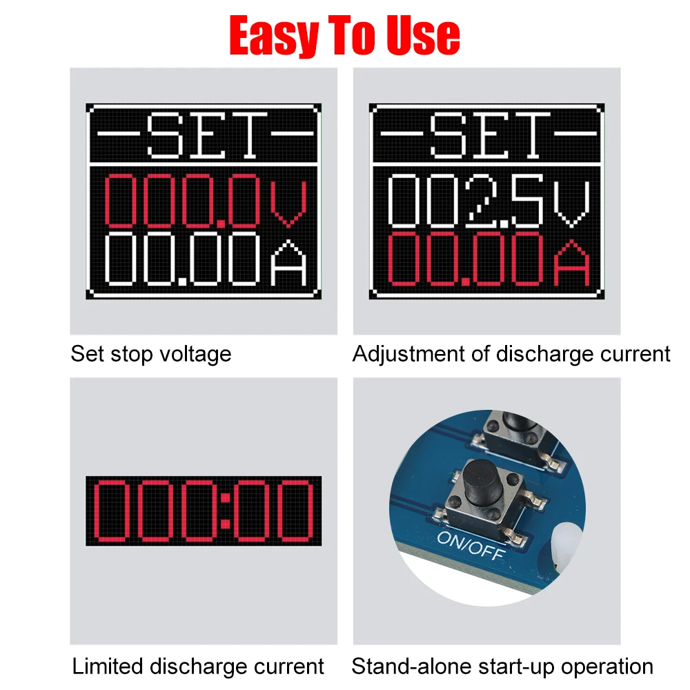 Lithium Battery Tester Electronic Load 4-wire Digital Analyzer US Plug Adjustable Testing Module 150W 20A DC
