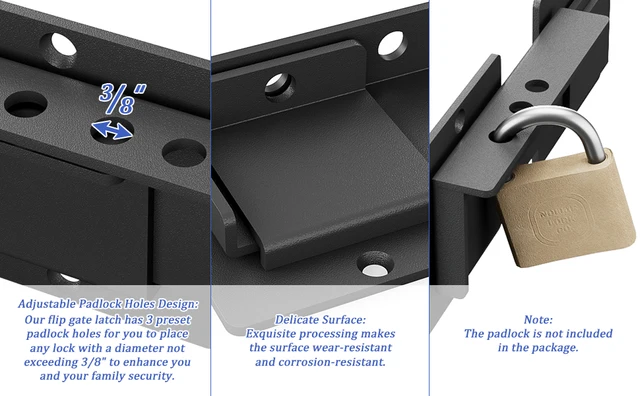 6-Inch Heavy Duty Flip Lock - Matte Black Barn Door Latch For Gates, Sheds & Fences