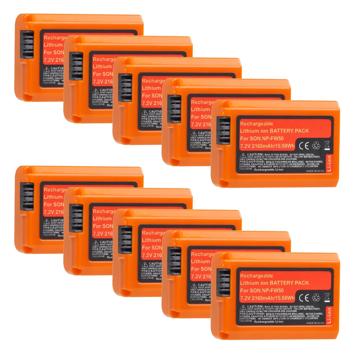 

10 Pack 2160mAh NP-FW50 NPFW50 Battery for Sony Alpha A6000 A6300 A6400 A6500 A5000 A5100 A7 A7II A7R A7RII A7S A7SII RX10 II