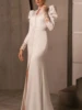 Pretty Wedding Dresses Elegant Bridal Gowns Lace Satin Robes For Formal Party Long Puff Sleeves Vestidos De Novia Customized 4