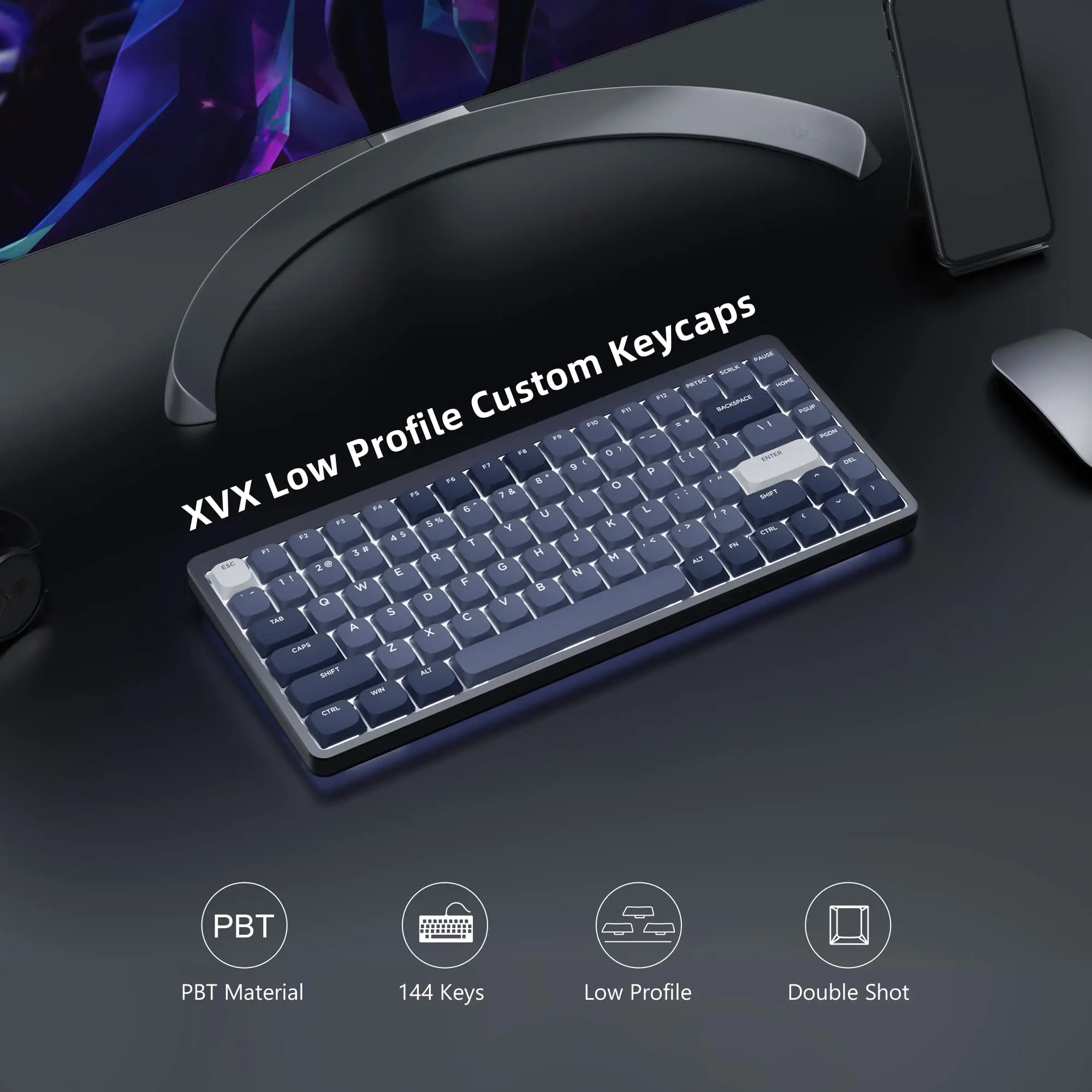 Chaves de Baixo Perfil Pbt Keycaps Personalizado Fino mx Keycap para 60 65 75 100 Gateron Cereja mx Interruptores Mecânicos Teclado Gamer 144 - Imagem 3