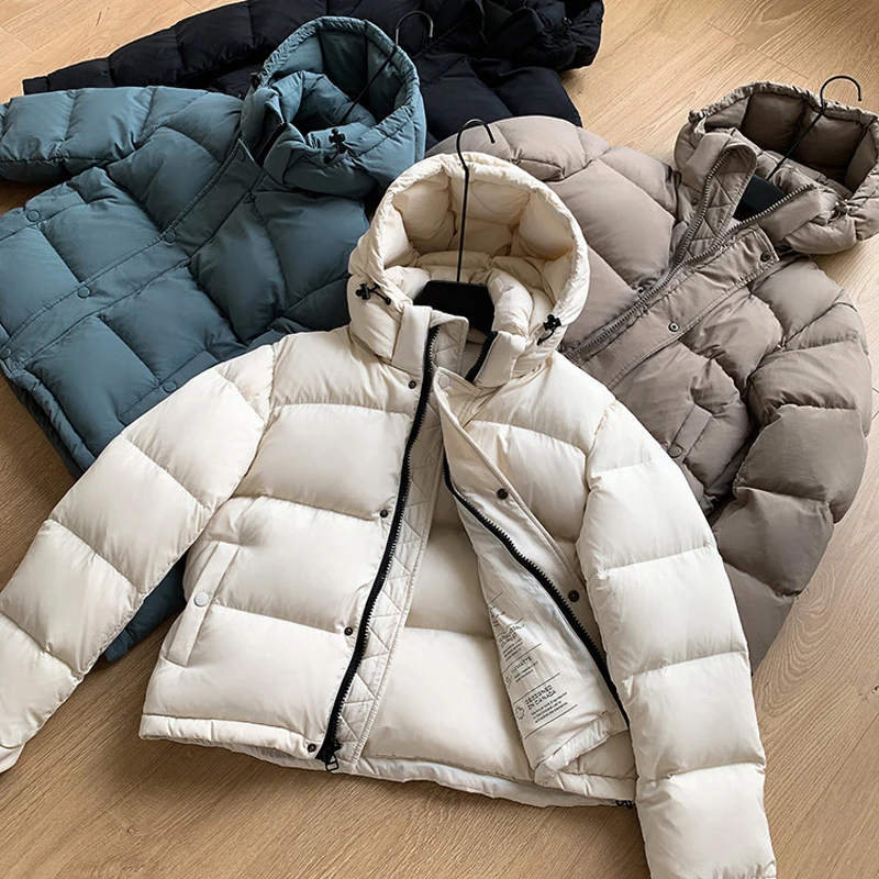 

Female Winter 2022 Unisex High Quality 90% Goose Down Detachable Hooded Thickened Coats Short Puffer Down Jacket Women