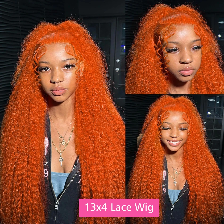 

Ondinay Wig 30 40 Inch Deep Wave Orange Ginger 13x6 Curly Lace Front Human Hair Wigs 250 Density 13x4 Lace Frontal Wig For Women