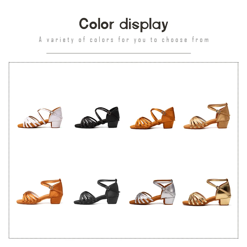 New Girls Latin Dance Shoes Ballroom Salsa Dancing Shoes Low Heels Children Tango Salsa Sandals Dance Shoes For Ladies Women 3