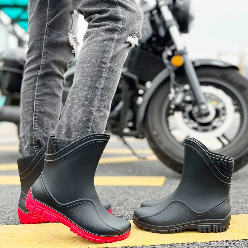 Men's And Women's Same Style Super Large Rain Boots Outdoor Fashion Waterproof Anti-Slip Trend Work Long Tube Rain Boots 39-44