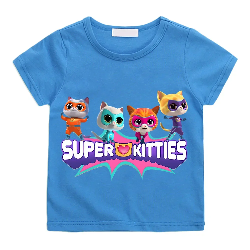 SuperKitties cartoon printed summer 100% pure cotton short sleeved casual top 4