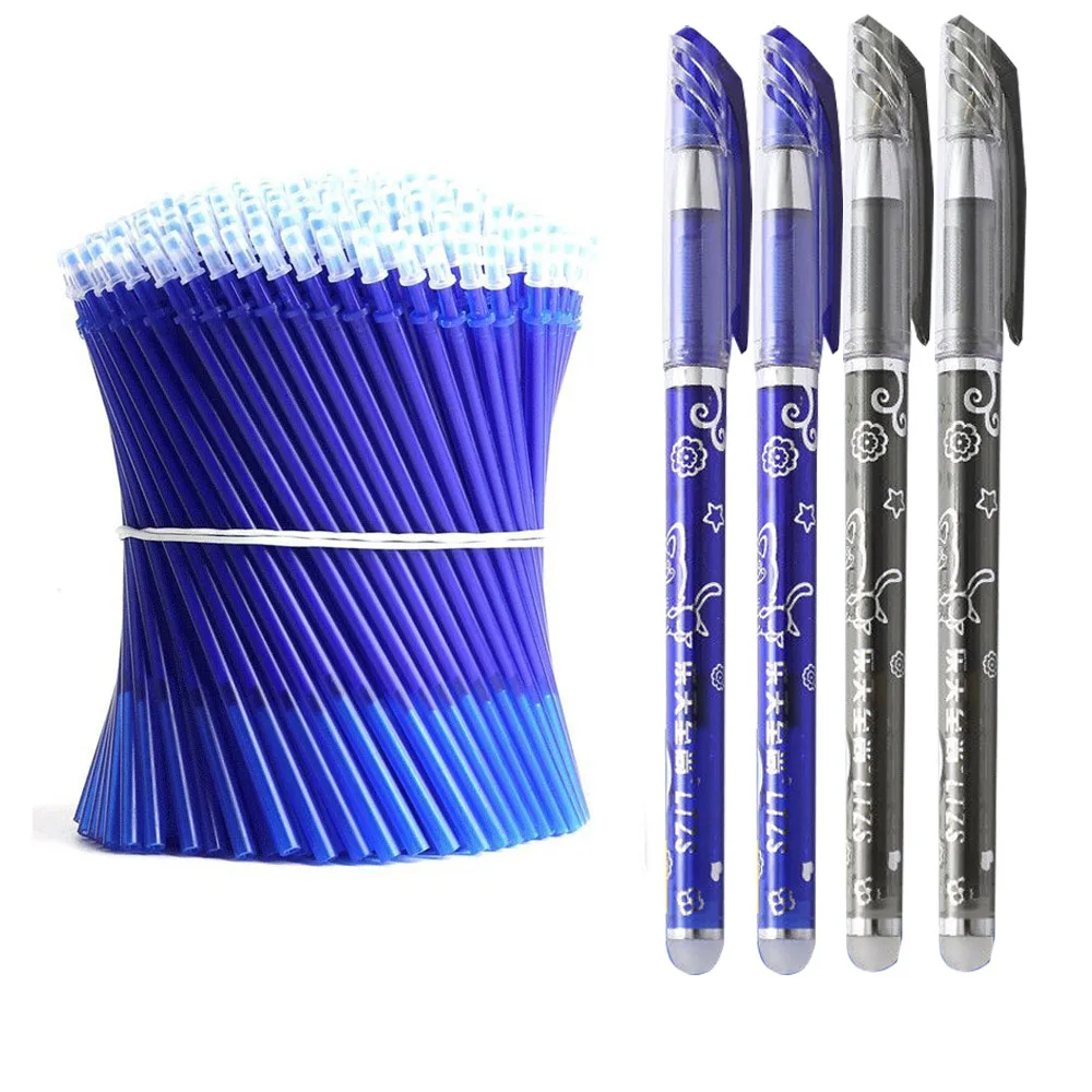 100 Refills +2 Erasable Pen Rods Eraser Set 0.5mm Washable Handle Magic Gel Animal Pen School Office Writing Supplies Stationery 20pcs lot office school magic erasable pen set 0 5mm washable handle gel pens для студентов подарочные голубые черные чернила kawaii канцелярские принадлежности