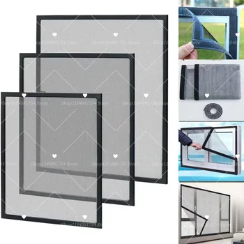 Moustiquaire de fenêtre auto-adhésive noire, taille personnalisable, écrans de fenêtre anti-moustiques, maille Anti-insectes, Tulle d'air Invisible 1