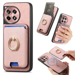 Enhanced MagSafe-Compatible 2-in-1 Detachable Leather Card Case and Back Cover for Oneplus 13 (Rose gold)