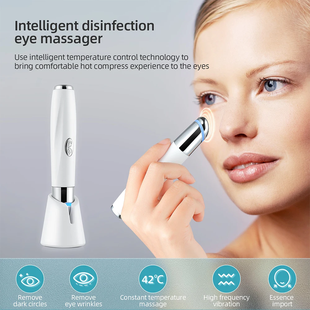 Eye Massager Eyes And Lip Massage Stick 45℃ Heated Hot Compress Vibration Lighten Dark Circle Anti-wrinkle Eye Bags Remover